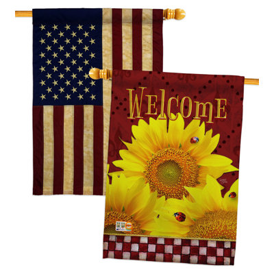 Drapeau de maison 40 po x 28 po Golden Sunflowers