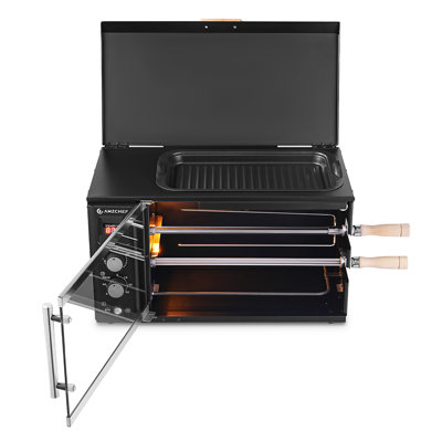 32l Electric Rotisserie Grill With Dual Griddle & Bbq Function, 360° Auto-rotation, Adjustable Temperature & Timer, 1800w Indoor Countertop Gril