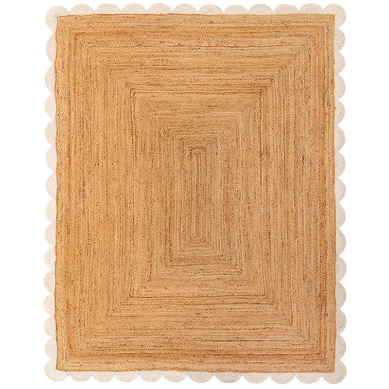 Tapis contemporain de couleur naturelle ivoire, Rectangulaire 8 pi x 10 pi