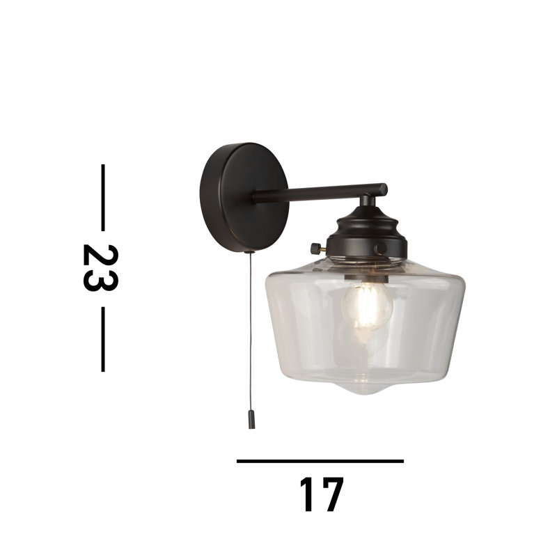 Alizeh Mild Steel Armed Sconce, Black/Clear