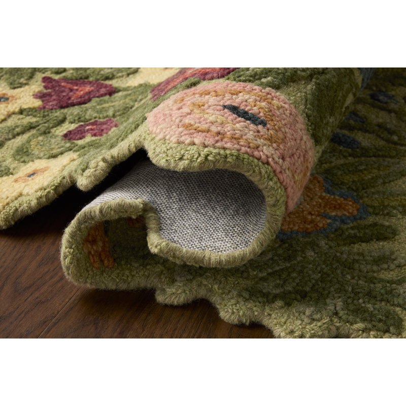 Rifle Paper Company x Loloi Edith Green / Multi  Area Rug, Round 5',  Green/Multicolor 
