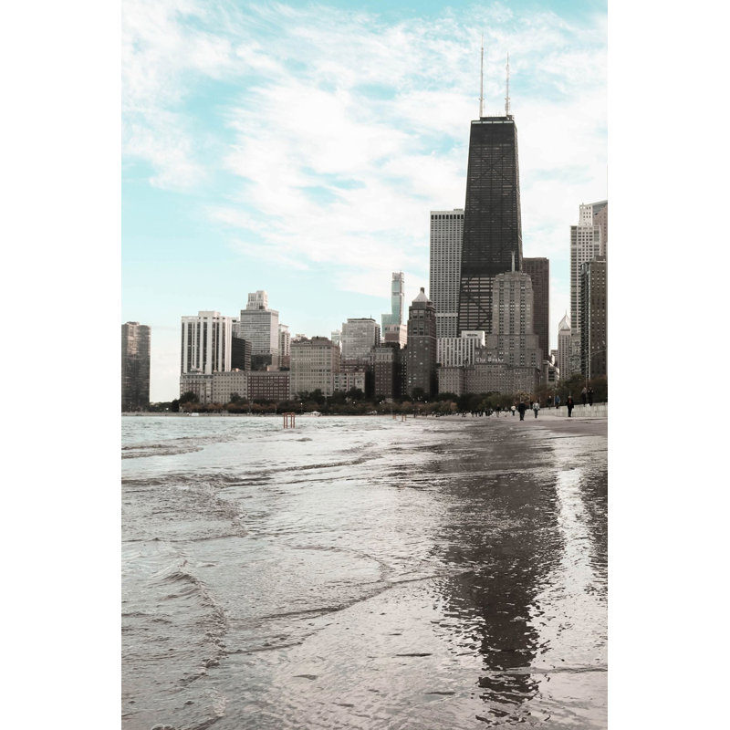 «Chicago Skyline I» par Stop The Presses on, Papier avec cadre simple noir, Oui, H 48 po x l 32 po