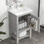 Meuble-lavabo gris de 50 cm (20 po) avec lavabo simple, armoire, étagère de rangement et tablette ouverte pour lavabo en céramique blanche de 50 cm (20 po), porte à fermeture amortie, charnières en acier inoxydable, style moderne et fonctionnel