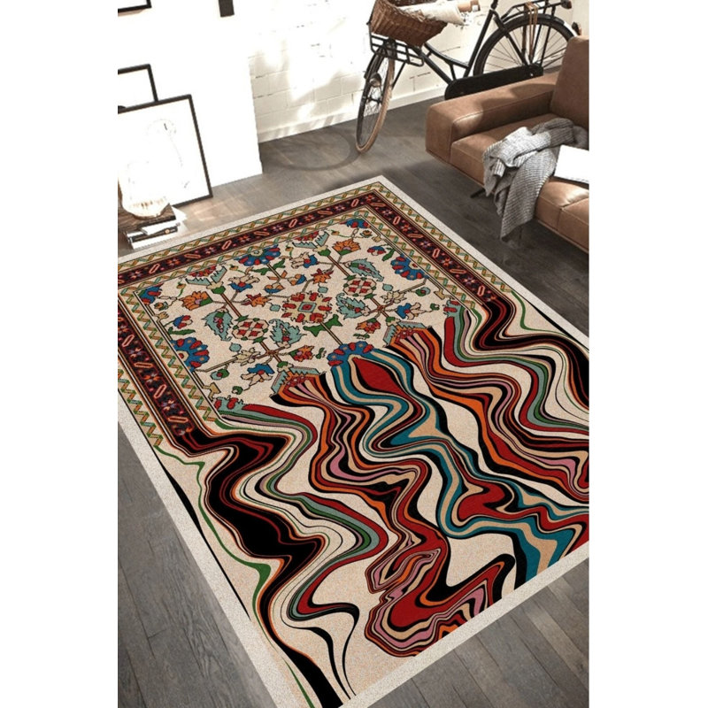 Tapis décoratif tissé à motif géométrique traditionnel et moderne, Rectangle 2 pi 8 po x 5 pi