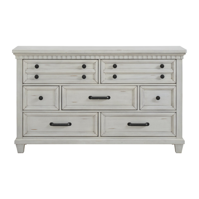 Commode 7 tiroirs Millwood Pines Aleydis, Blanc antique
