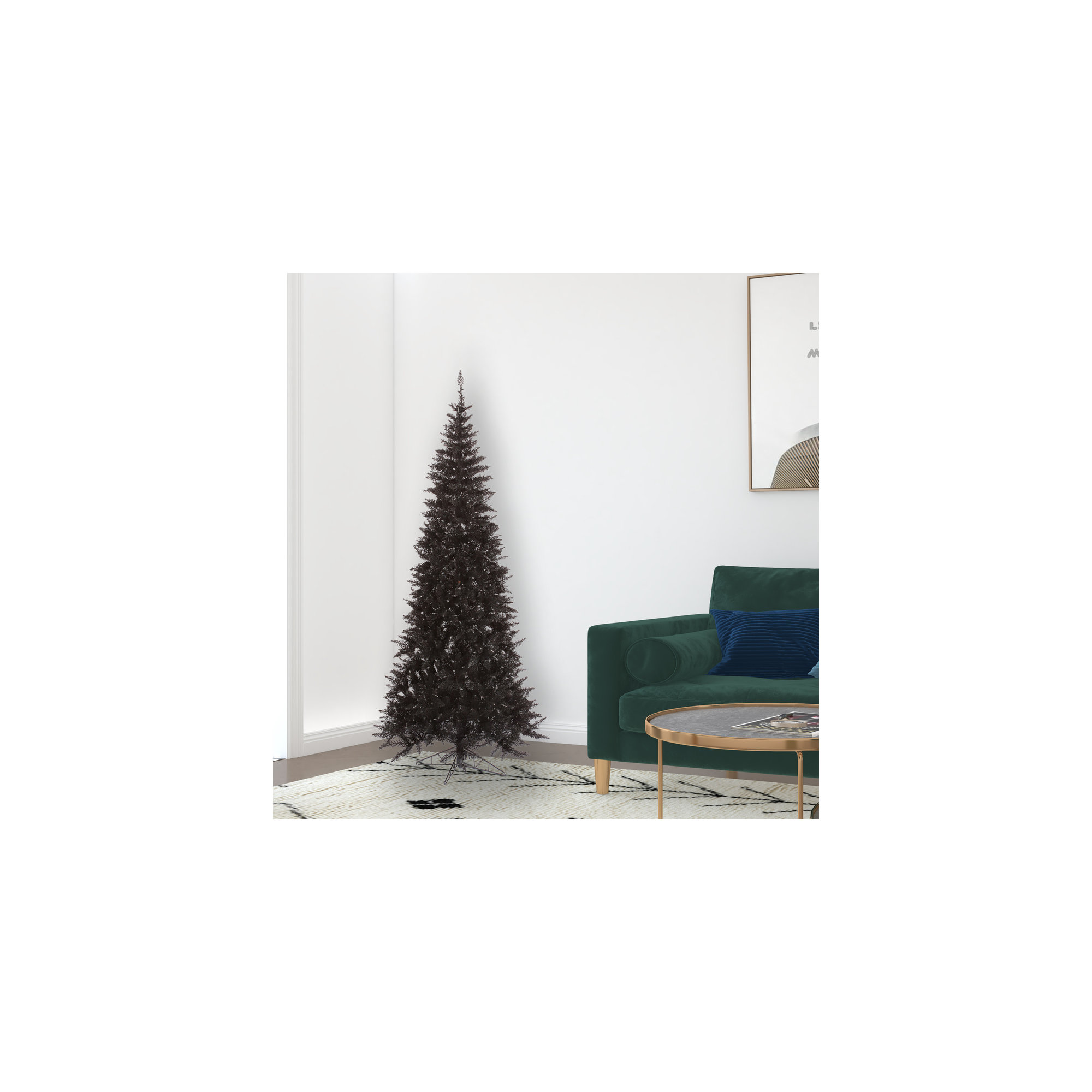 Slaytonville Black Fir Slim Artificial Christmas Tree, Not Pre-Lit, 7.5' H