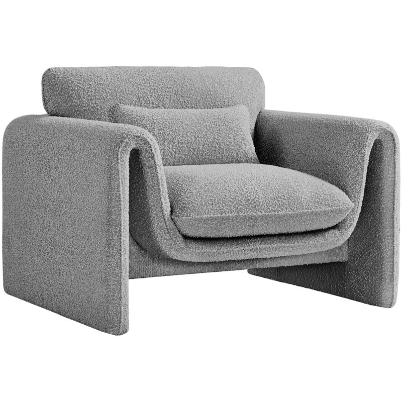 Holsombach 42 inches W  Boucle Fabric Chair, Gray Boucle Fabric