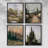 " Vintage Landscape CCXI " 4 Piece Art Watercolor Set