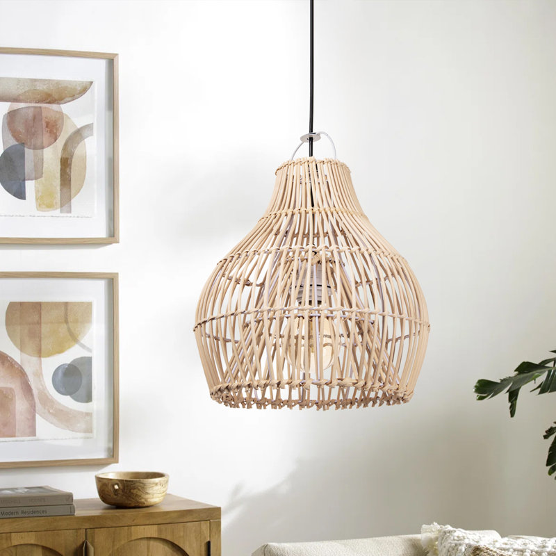 Luminaire suspendu en dôme naturel à 1 lumière Atzi, H 13,78 po x l 11,81 po x P 11,81 po