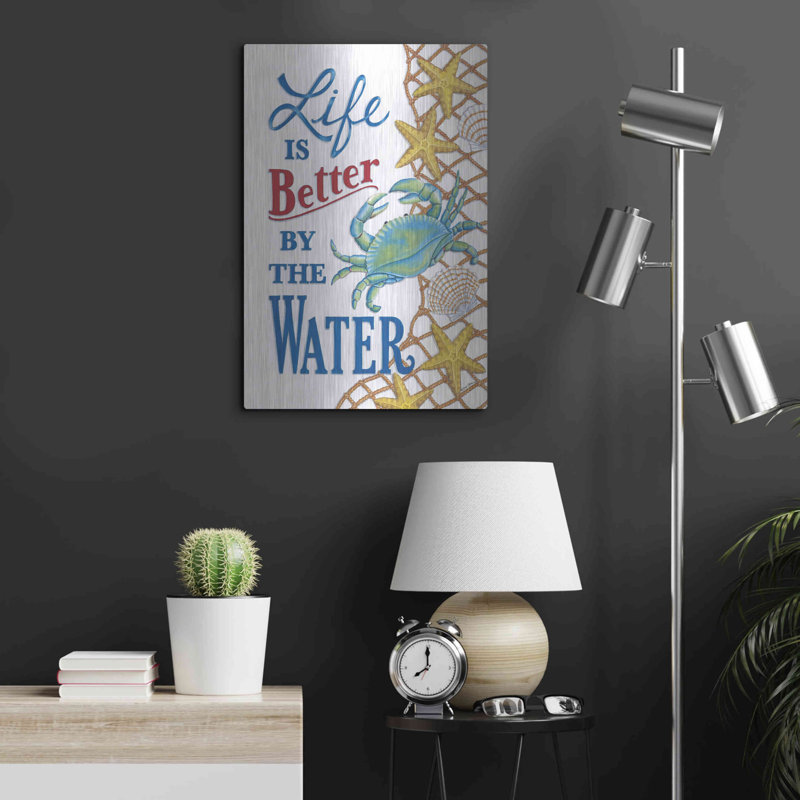 Mieux «par le crabe d'eau» par Deb Strain, art mural en métal, 16 po x 24 po, H 24 po x l 16 po