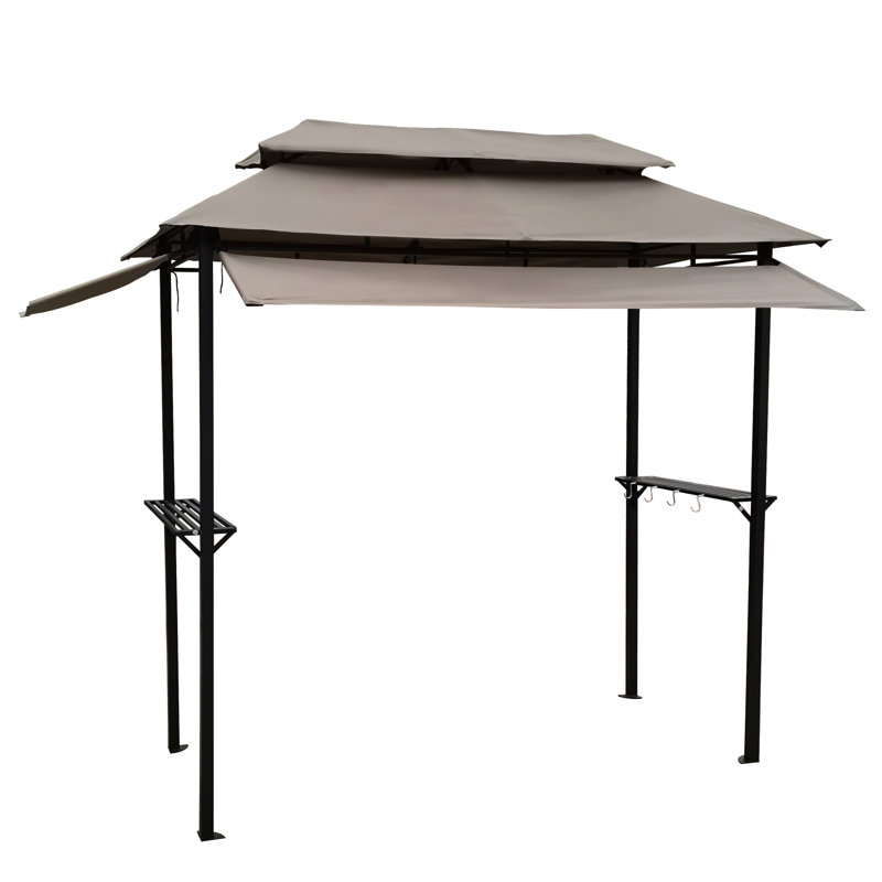 Gazebo barbecue 2,4 x 1,2 m avec toile souple et structure en acier - Shade Maker, pour 3 à 4 personnes. Structure métallique résistante au vent et à la rouille. Parfait pour les activités de plein air.