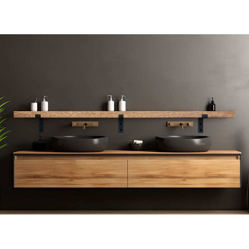 Tablette en bois massif Janari, H 2 po x l 58 po x P 6 po, Honey