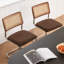 Brown Rattan Dining Chairs Set of 2, Wooden Mid-Century Modern Kitchen Chairs, Mesh Back Cane Dining Room Chairs, Cesca Chair with Metal Chrome Legs-2028437248-2028437262