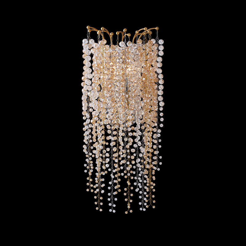 26" Gold and Brass Crystal Dimmable Wall Sconce
