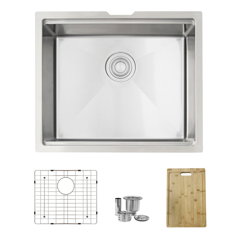 Versa STYLISH 22 inch Workstation Single Bowl Undermount 16G Kitchen Sink with Built in Accessories