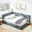 Structure de lit double, revêtement en velours pour le lit de la chambre à coucher et de l'espace de vie, accoudoirs relaxants-2096098939