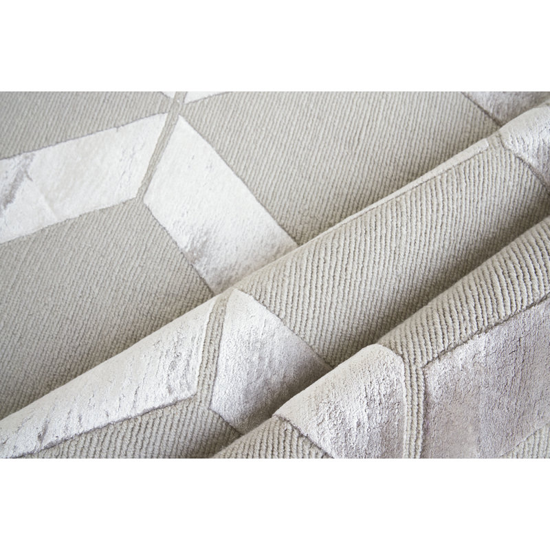 Metro-Velvet Geometric Area Rug in Silver, Rectangle 14' x 18'
