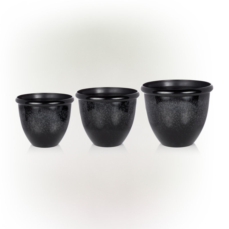 Ensemble de 3 pots à fleurs, Noir
