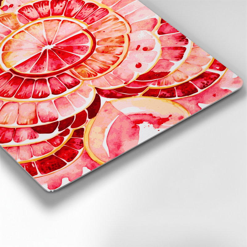 Fruit, pamplemousse, rose, art mural en métal, H 11 po x l 14 po