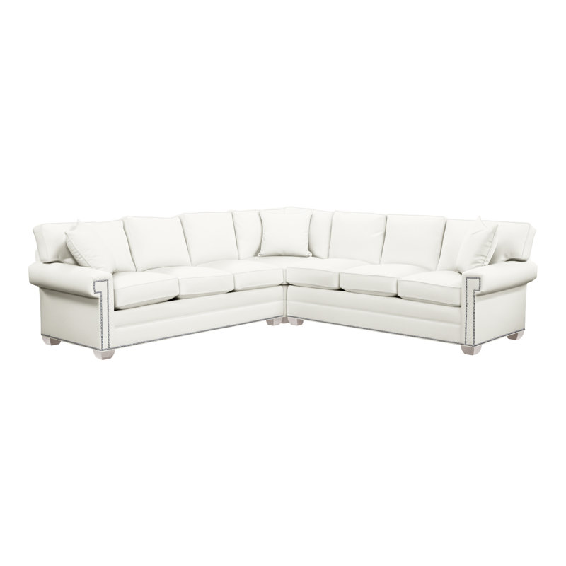 Davidson Upholstered L-Shaped Sectional Symmetrical, Kempsey Sheepskin, Dove Gray, Yes