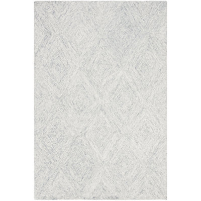 Geometric Handmade Tufted Wool Silver Area Rug