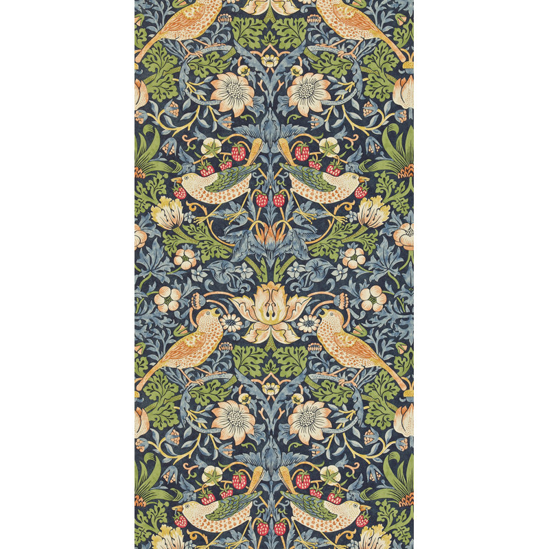 Strawberry Thief Wallpaper, Indigo/Mineral