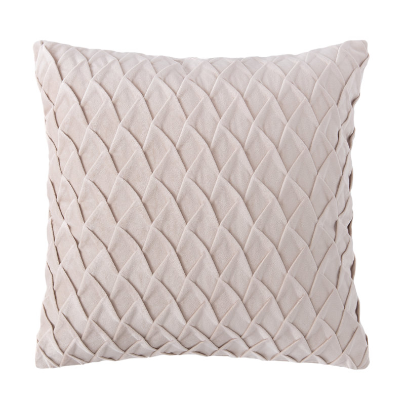 Housse de coussin décoratif en velours texturé Chanasya, Blanc cassé