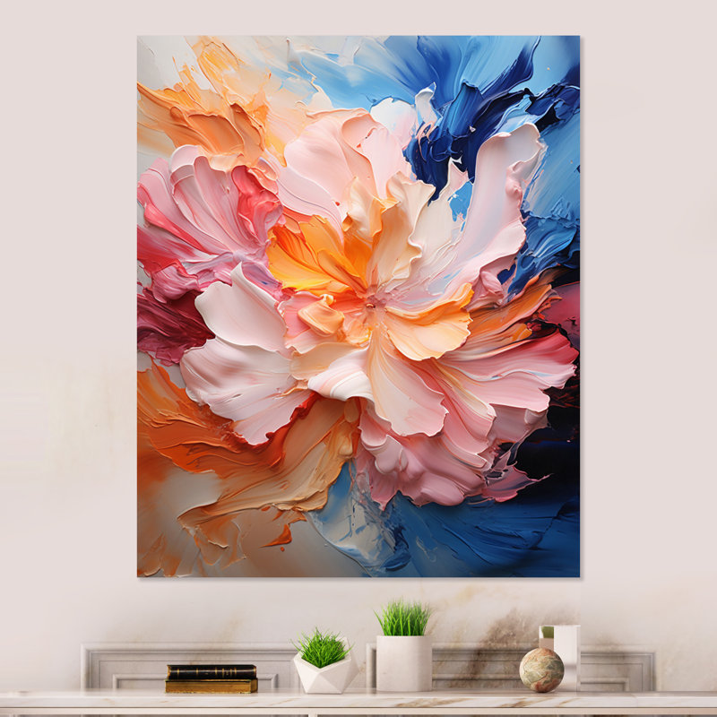 Décoration murale en métal «Rose Blue Blossom Fusion III - Abstract Botanicals», H 20 po x l 12 po x P 1 po