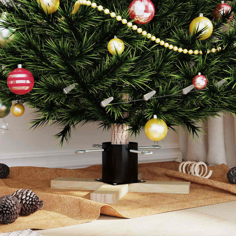 vidaXL Christmas Tree Stand 1.73 50 x 50 x 16 cm Solid Pine Wood, Black