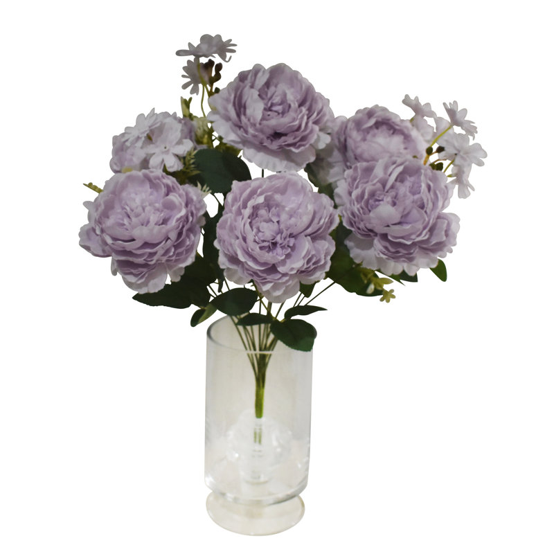 Faux buissons de pivoines - 11 têtes, Mauve