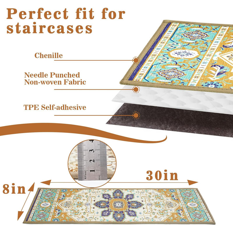 Tapis d'escalier antidérapant 8 po x 30 po