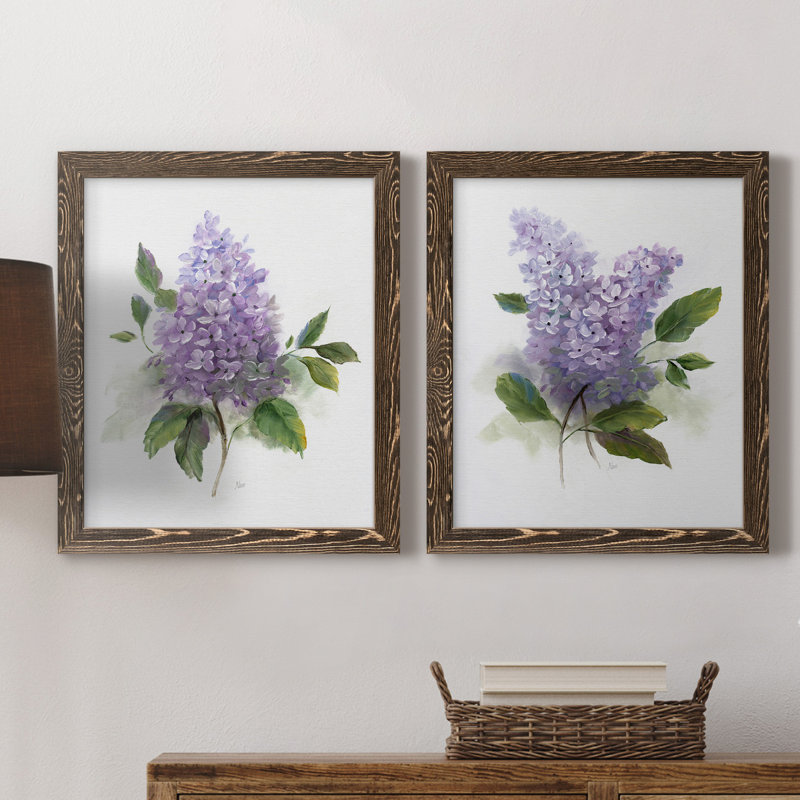 Lilac Romance I - ensemble de 2 reproductions, H 20 po x l 17 po, Toile encadrée, Blanc