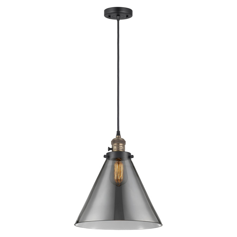 Luminaire suspendu en forme de globe à 1 lumière Anisley, Plaqué couleur fumée, H 14,13 po x l 12 po x P 12 po