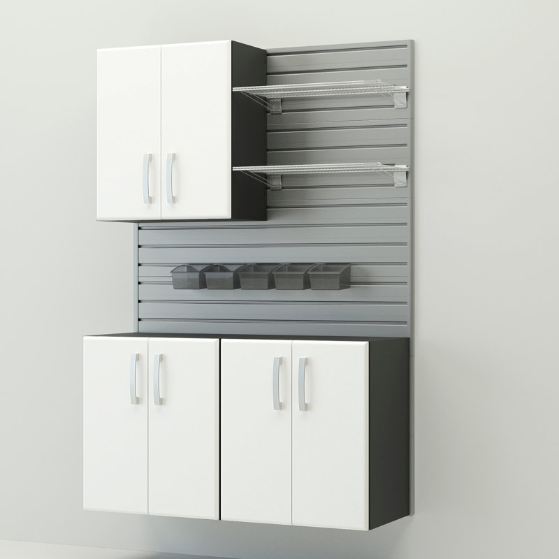 Flow Wall 4 Piece Deluxe Workstation, Silver/White