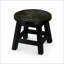 Escabeau fantaisiste sculpté floral en bois d'hévéa massif espresso - Repose-pieds repose-pieds | Bois | Noir-985398510