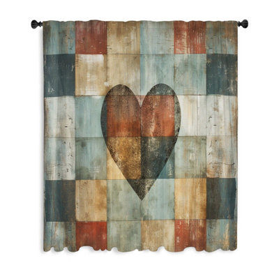 Heart Symbolic Warm Sheer Curtain Single Panel