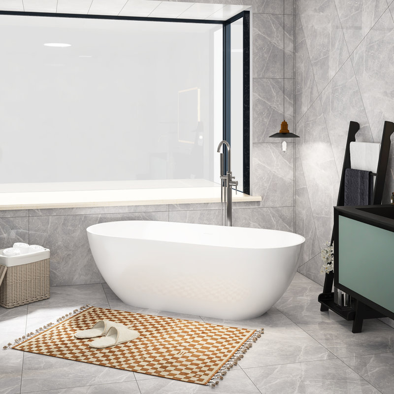 62.9'' x 29.52'' Freestanding Soaking Solid Surface Bathtub