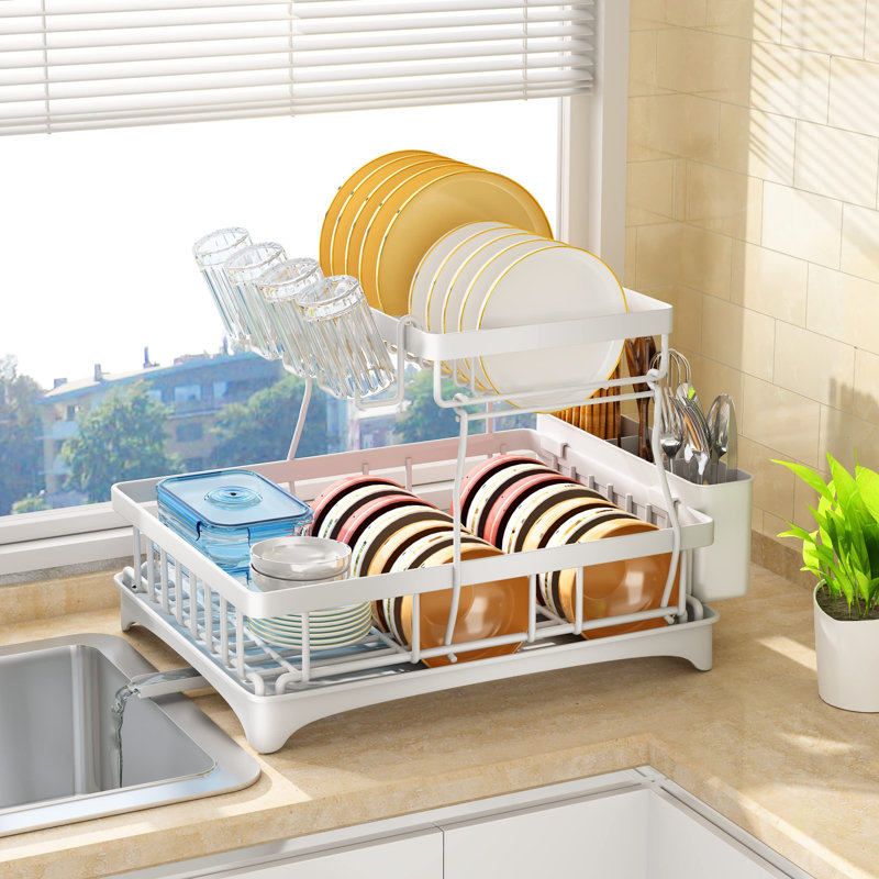 Louna Steel Dish Rack, White