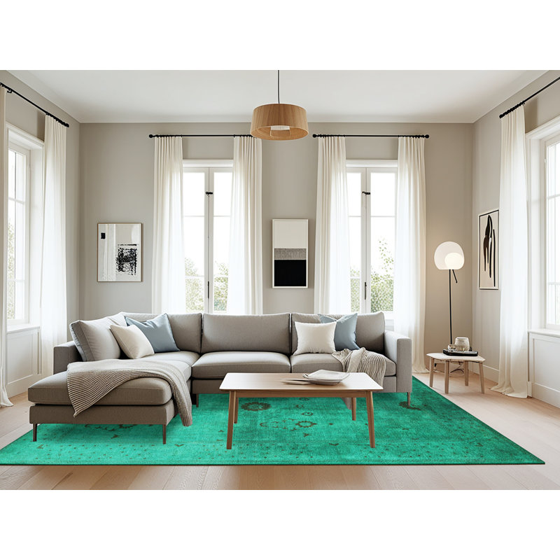 Tapis vert de style oriental, Rectangle 8 pi x 12 pi