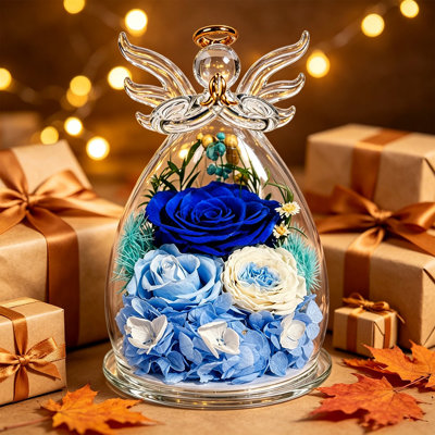 Bougeoir en résine sous cloche en verre, figurine décorative, souvenir, décoration intérieure, violet, jaune, bleu, rouge