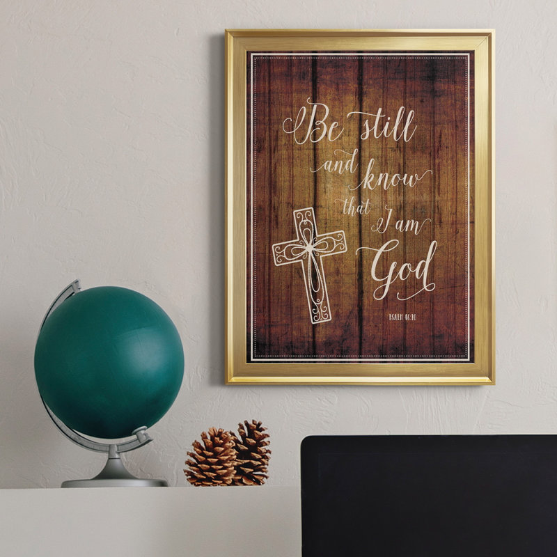 «Be Still», art textuel sur toile, H 22,5 po x l 30,5 po x P 1,5 po, Or