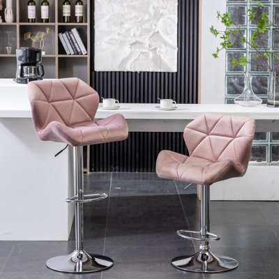 Pivotant en velours mauve 2 - Hauteur réglable, losange, dossier mi-confortable, plaque, 2, siège et dossier confortable