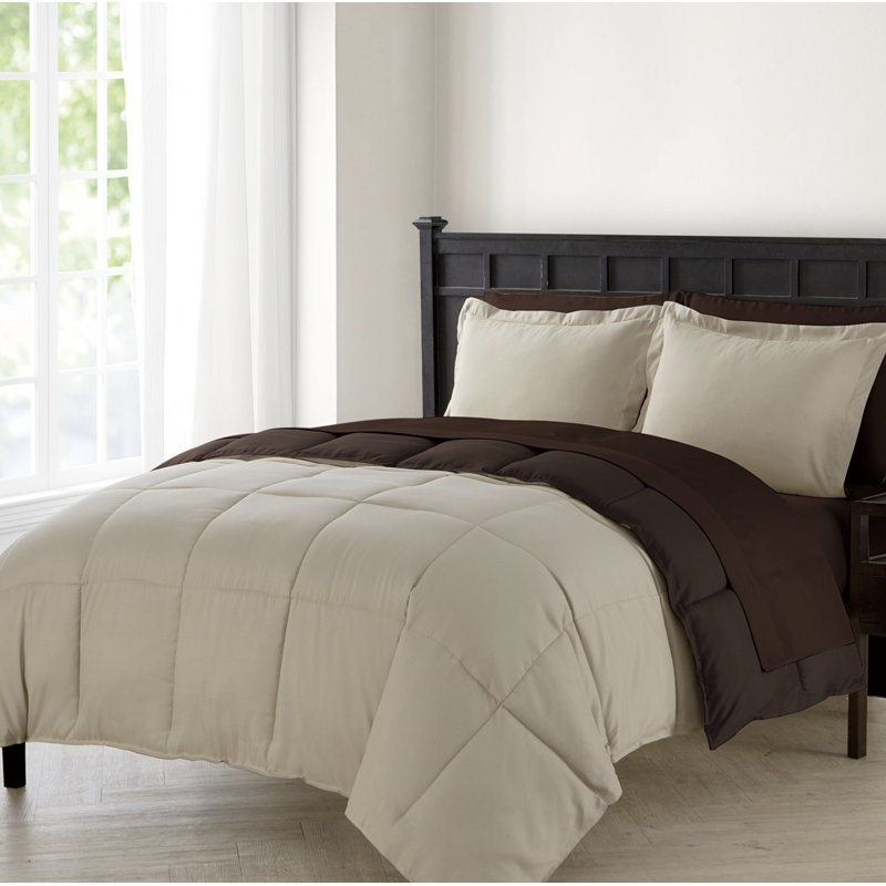 Lincoln Polyester Comforter, Full Comforter + 6 Additional Pieces, Red/Taupe