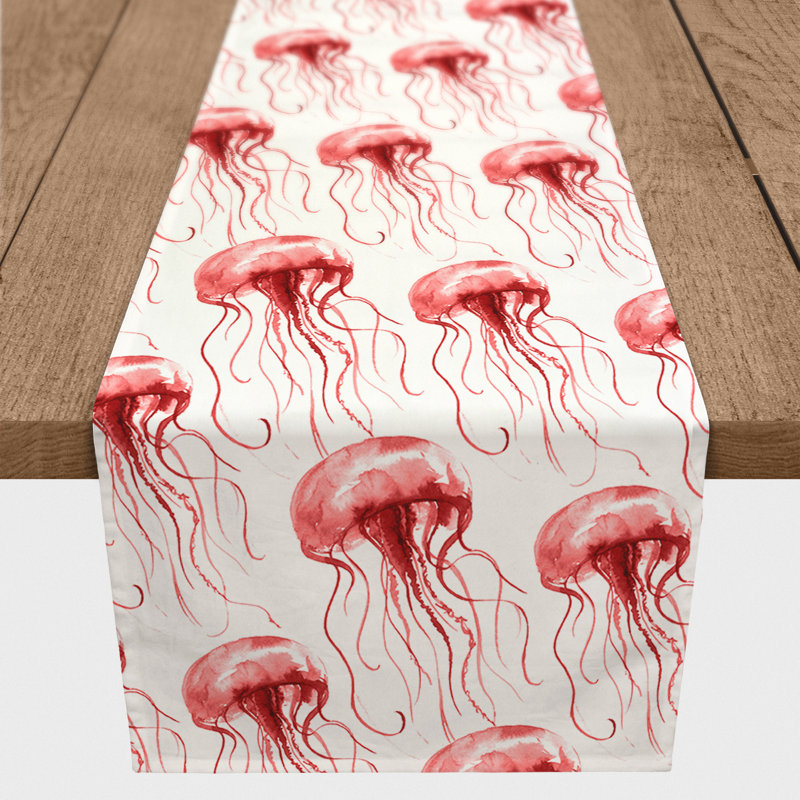 Chemin de table rectangulaire en polyester Aytana, 72 po x 16 po, Rouge