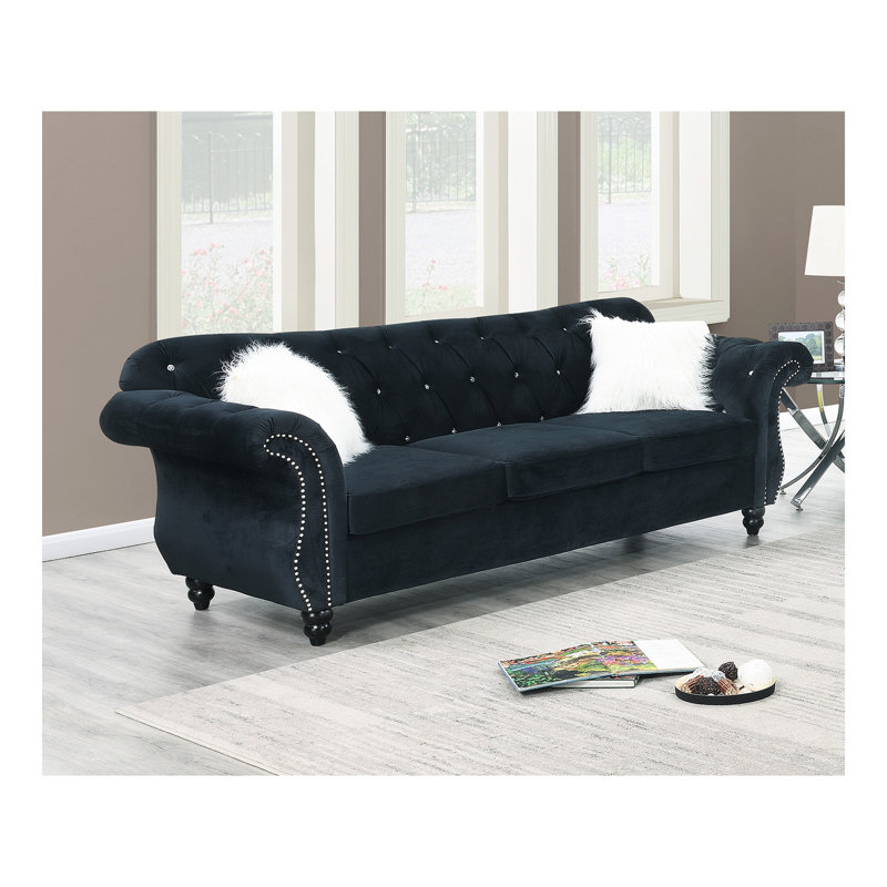 Canapé noir formel de luxe 1pc avec coussins pour salon, Noir
