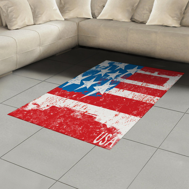 American Flag High Density Long Fiber Poly Threads Decorative Area Rug Carpet, Rectangle 4' x 5'8"