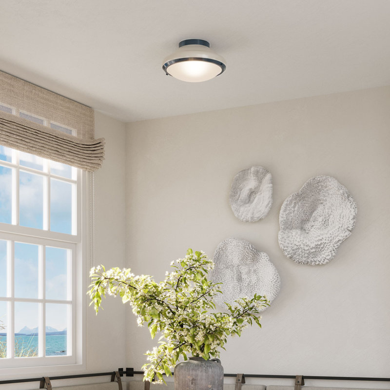 Avec 12 in. 1-Light Pelagic Blue Coastal Flush Mount
