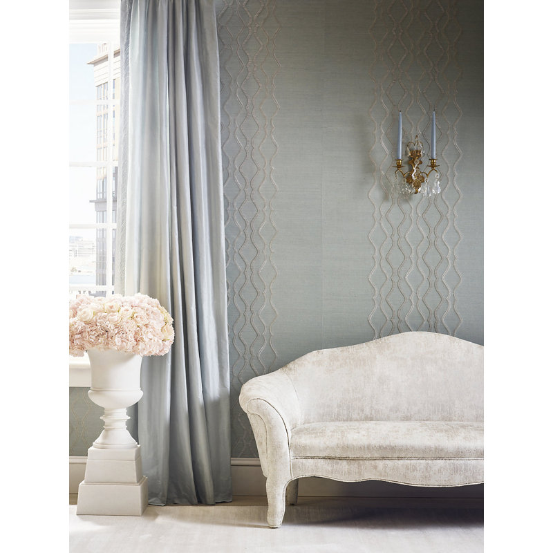 Soiree Grass Cloth Wallpaper Roll, Seaglass