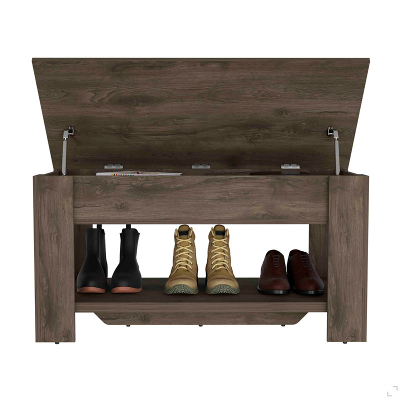 Storage Table, One Extendable Table Shelf, Four Legs, Lower Shelf, Brown