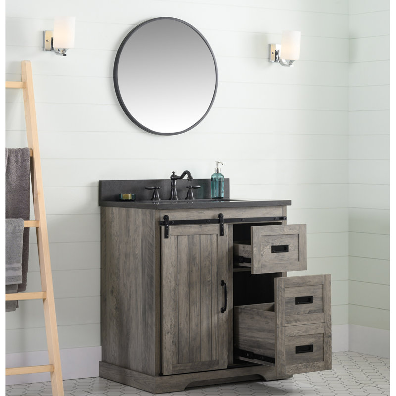 Ensemble de meuble-lavabo simple 30 po Cayden, Bleu Purbeck, Gris patiné